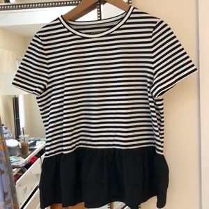 kate spade Large striped knit to woven flutter tee